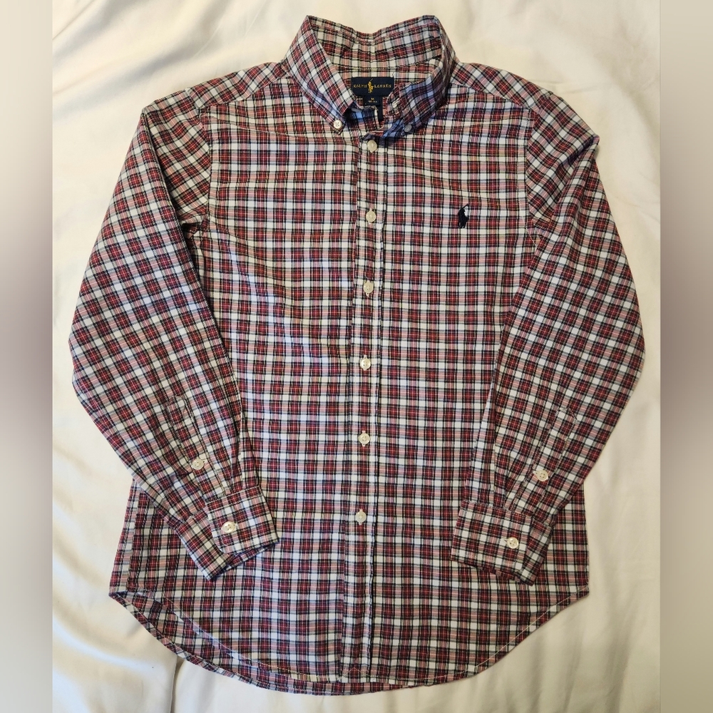 Ralph Lauren Boys Cotton Long Sleeve Button Down Shirt Plaid Size Medium - 10-12 - Picture 2 of 6